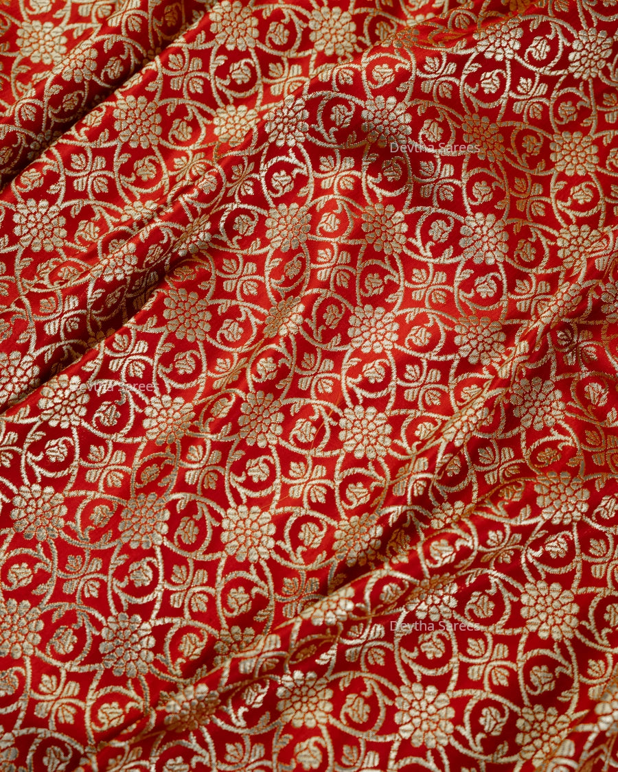 Red Premium Banarasi Katan Brocade Silk Saree (D1)
