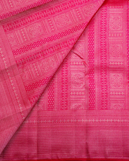 Pure Handloom Kanchipuram Silk Saree with Traditional Temple Wall Brocade