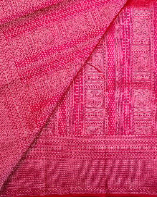 Pure Handloom Kanchipuram Silk Saree with Traditional Temple Wall Brocade
