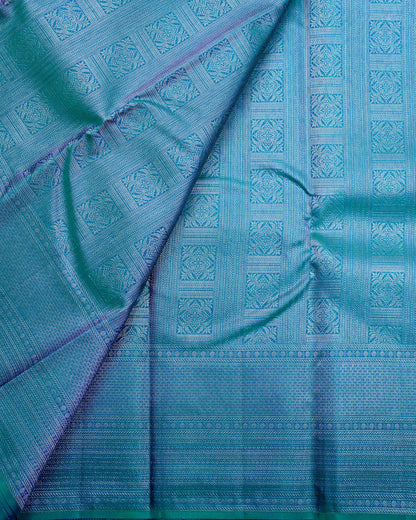 Pure Handloom Kanchipuram Silk Saree with Traditional Motif Block Brocade