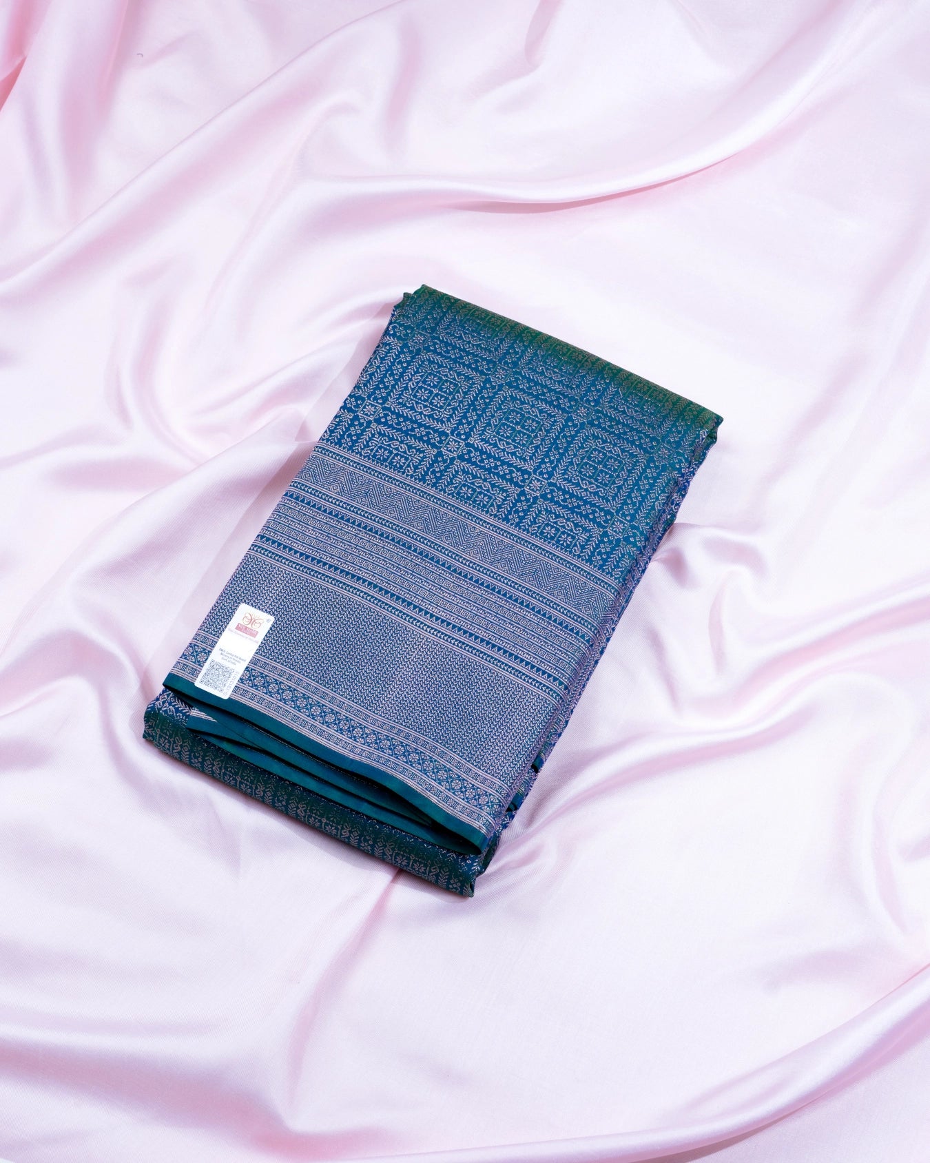 Pure Handloom Kanchipuram Silk Saree with Traditional Stone Block Brocade