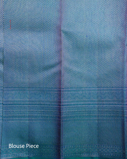 Pure Handloom Kanchipuram Silk Saree with Traditional Stone Block Brocade