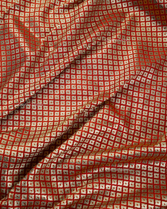 Red Premium Banarasi Katan Brocade Silk Saree (D22)