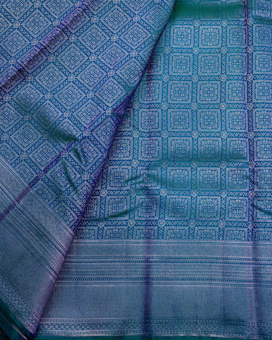 Pure Handloom Kanchipuram Silk Saree with Traditional Stone Block Brocade