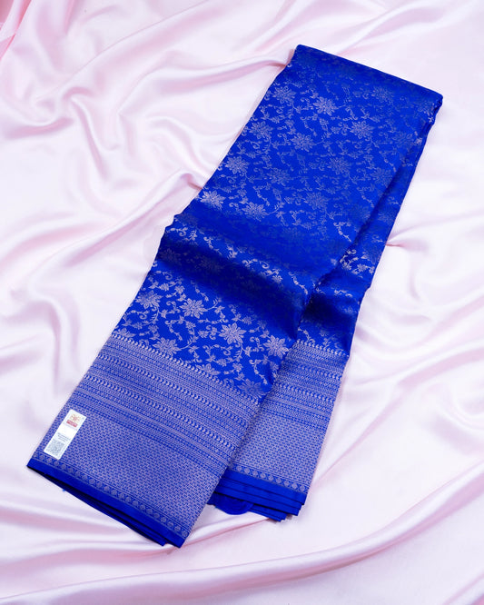 Pure Handloom Kanchipuram Silk Saree with Traditional Floral Vine Jaal Brocade