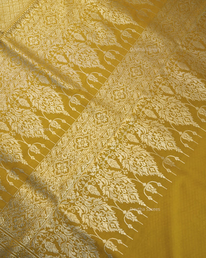Mustard Yellow Premium Banarasi Katan Brocade Silk Saree (D26)