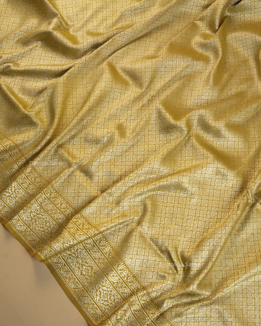 Mustard Yellow Premium Banarasi Katan Brocade Silk Saree (D26)
