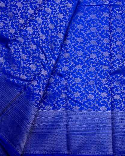 Pure Handloom Kanchipuram Silk Saree with Traditional Floral Vine Jaal Brocade