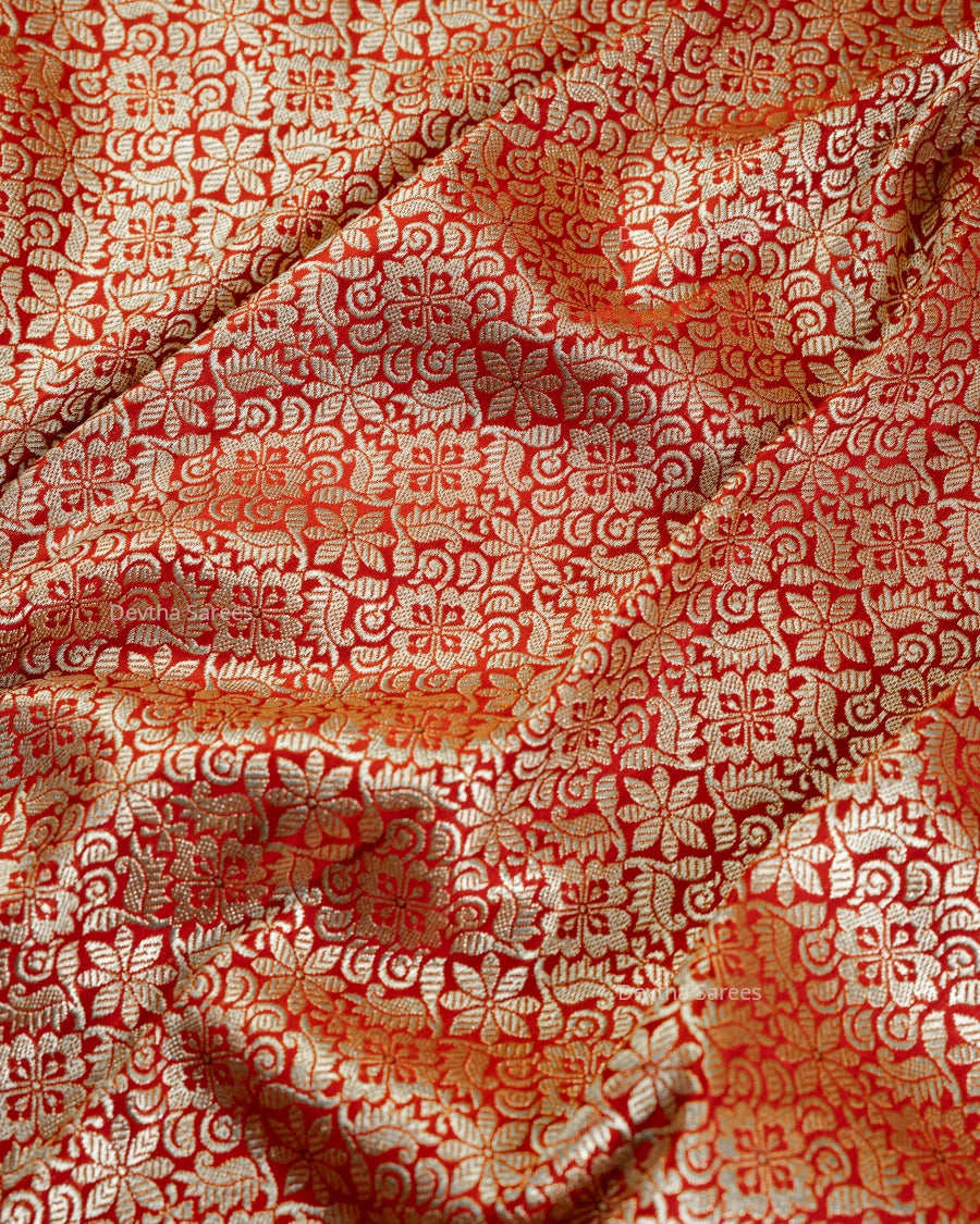 Red Premium Banarasi Katan Brocade Silk Saree (D14)
