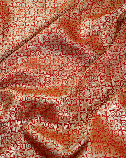 Red Premium Banarasi Katan Brocade Silk Saree (D14)