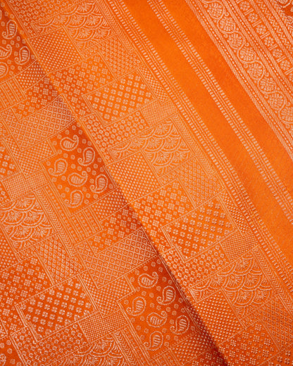 Pure Handloom Kanchipuram Silk Saree with Traditional Block Tile Brocade