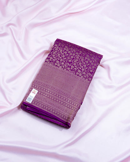 Pure Handloom Kanchipuram Silk Saree with Traditional Vine Brocade