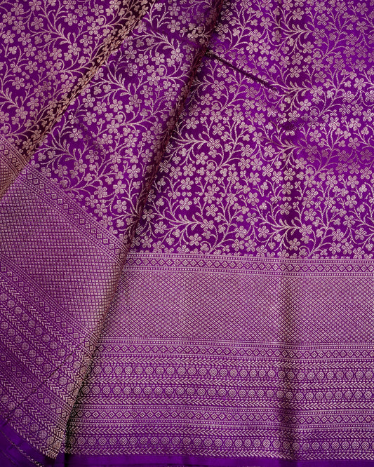 Pure Handloom Kanchipuram Silk Saree with Traditional Vine Brocade