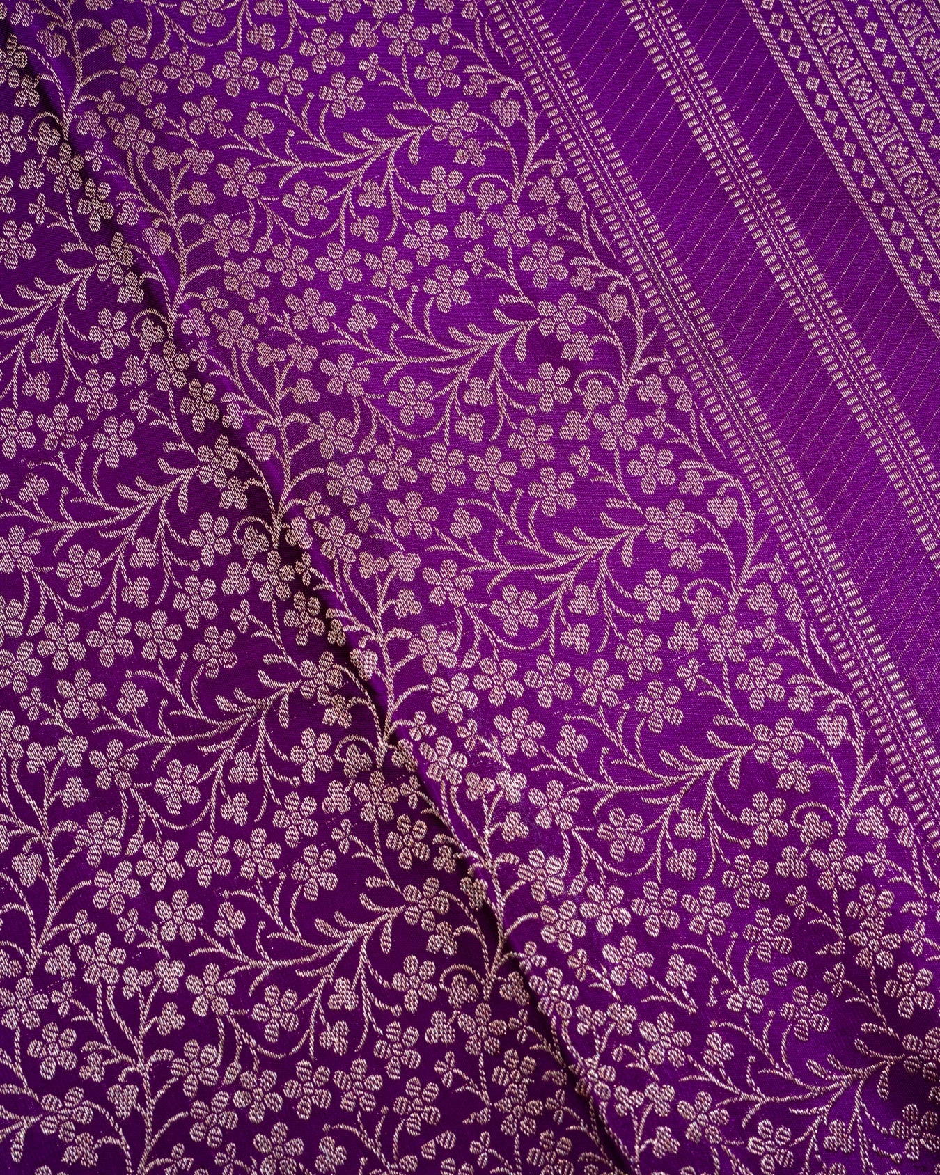 Pure Handloom Kanchipuram Silk Saree with Traditional Vine Brocade