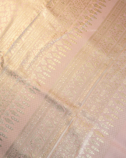Pastel Pink Premium Banarasi Katan Brocade Silk Saree (D19)