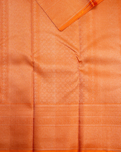Pure Handloom Kanchipuram Silk Saree with Traditional Vine Bloom Brocade