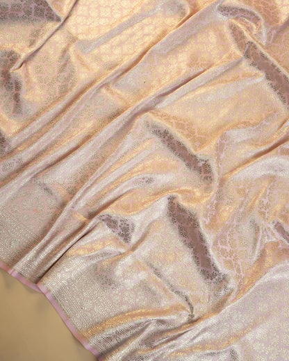Pastel Pink Premium Banarasi Katan Brocade Silk Saree (D19)