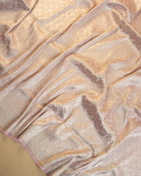 Pastel Pink Premium Banarasi Katan Brocade Silk Saree (D19)