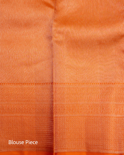Pure Handloom Kanchipuram Silk Saree with Traditional Vine Bloom Brocade