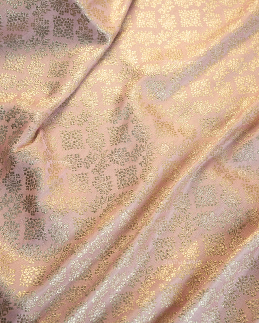 Pastel Pink Premium Banarasi Katan Brocade Silk Saree (D19)