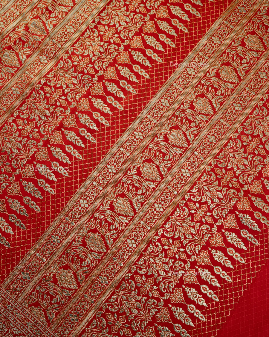 Red Premium Banarasi Katan Brocade Silk Saree (D10)
