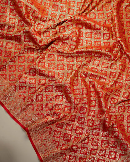 Red Premium Banarasi Katan Brocade Silk Saree (D10)