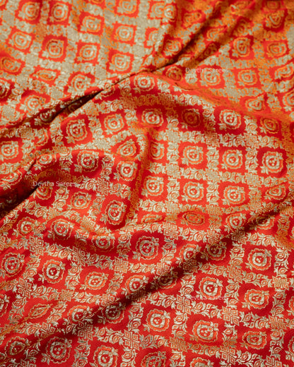 Red Premium Banarasi Katan Brocade Silk Saree (D10)