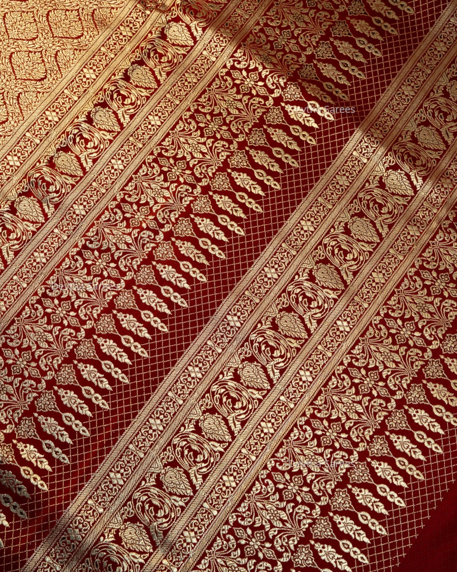 Maroon Premium Banarasi Katan Brocade Silk Saree (D16)