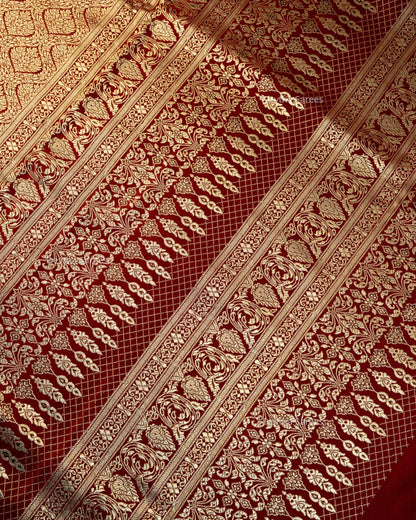 Maroon Premium Banarasi Katan Brocade Silk Saree (D16)