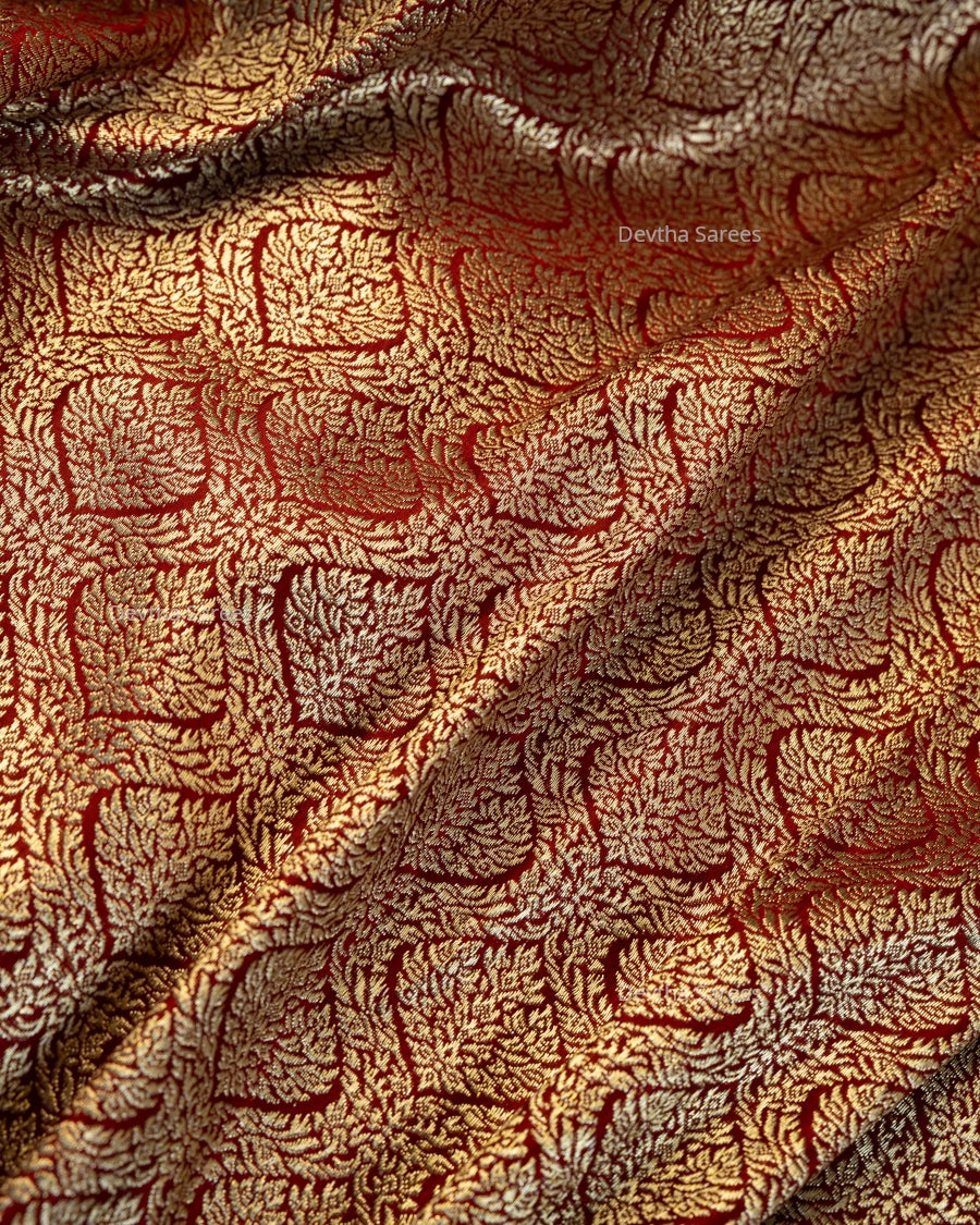 Maroon Premium Banarasi Katan Brocade Silk Saree (D16)