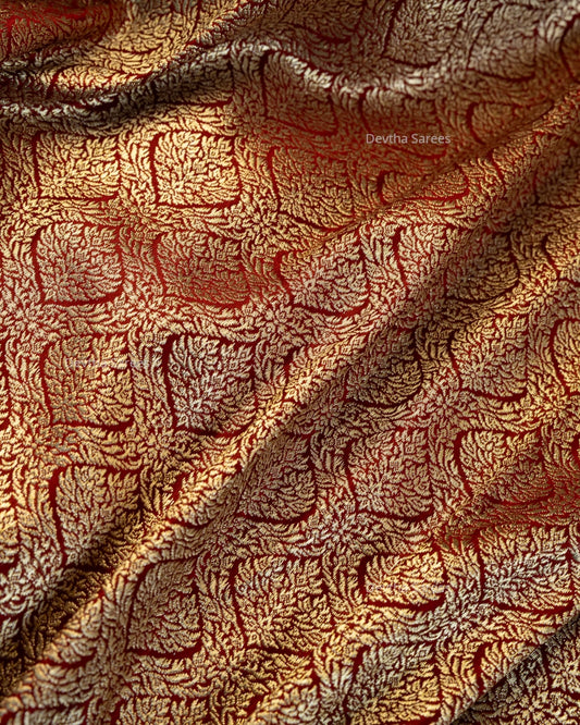 Maroon Premium Banarasi Katan Brocade Silk Saree (D16)