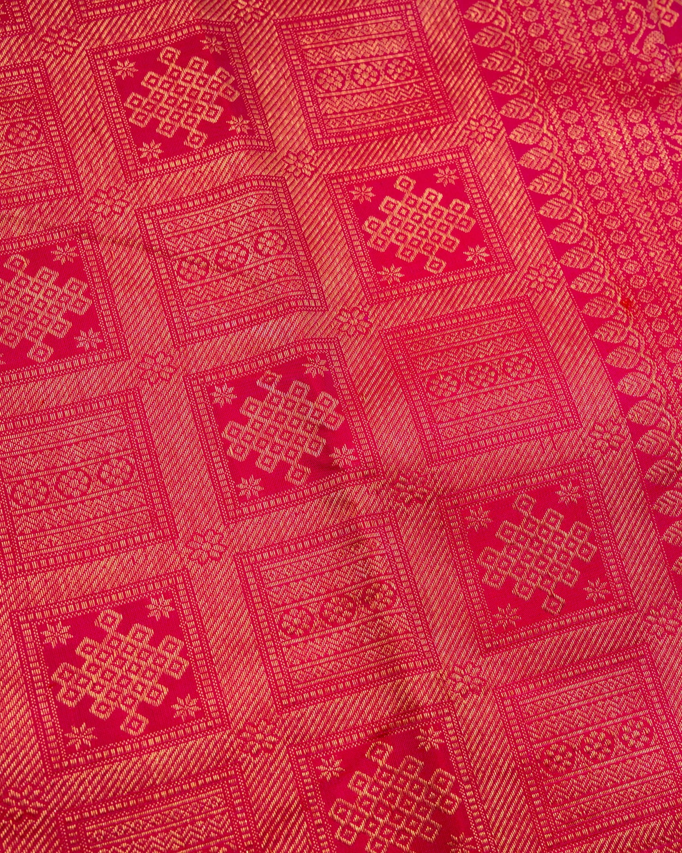 Pure Handloom Kanchipuram Silk Saree with Traditional Temple Kolam Brocade