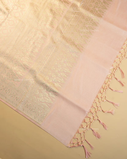 Baby Pink Premium Banarasi Katan Brocade Silk Saree (D3)