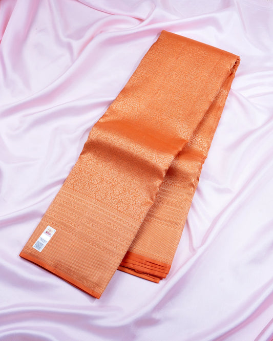 Pure Handloom Kanchipuram Silk Saree with Traditional Geometric Floral Brocade