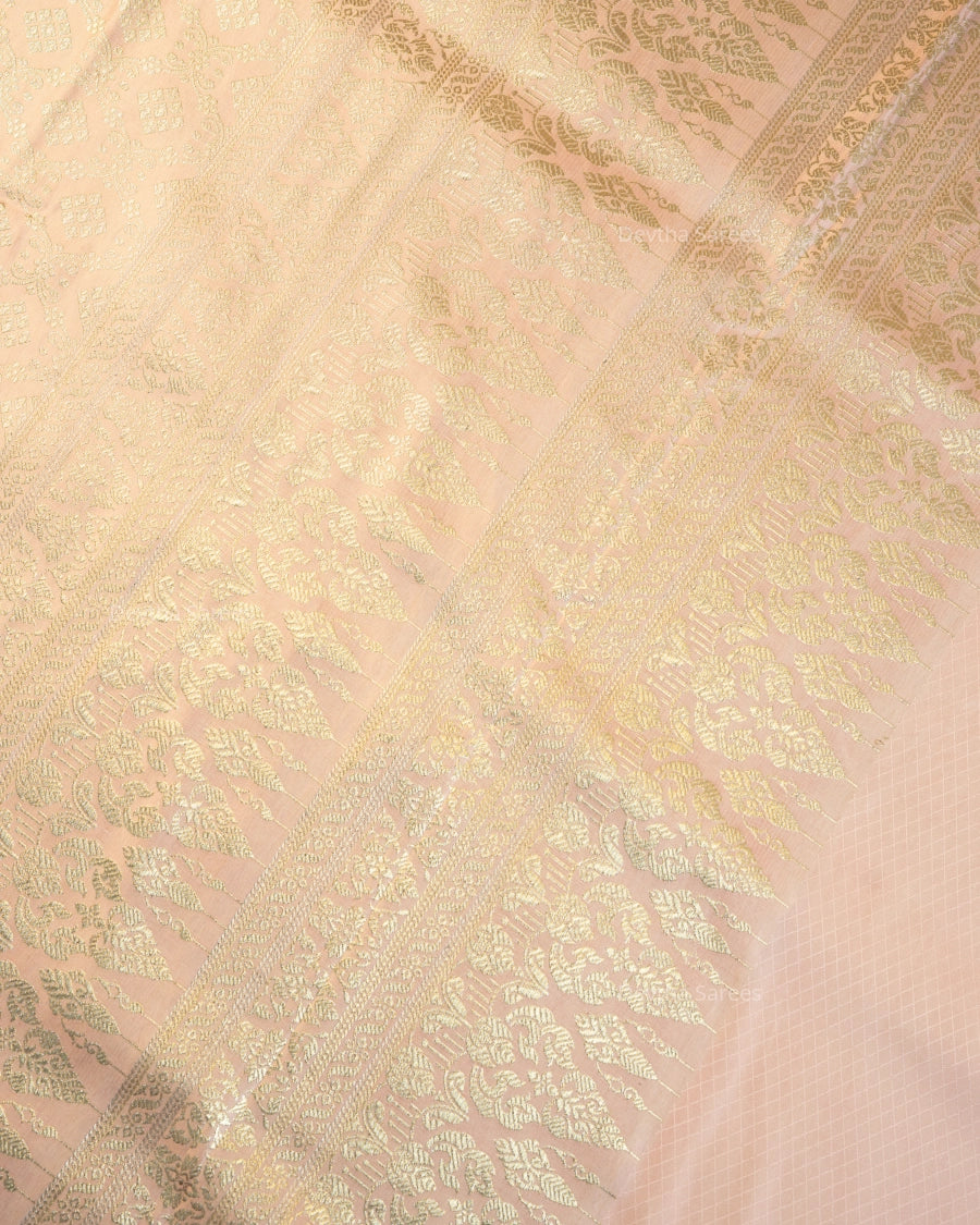 Baby Pink Premium Banarasi Katan Brocade Silk Saree (D3)