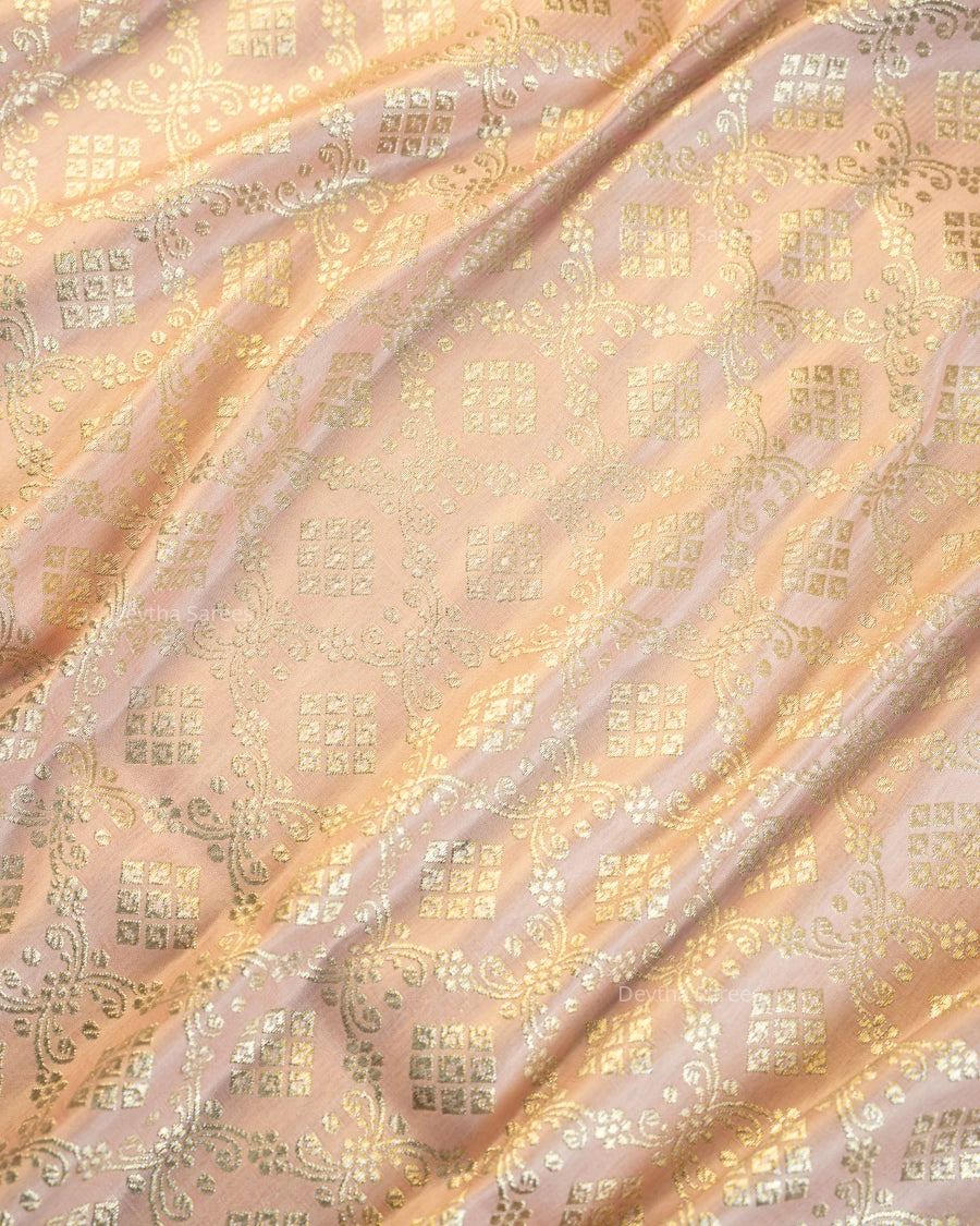 Baby Pink Premium Banarasi Katan Brocade Silk Saree (D3)