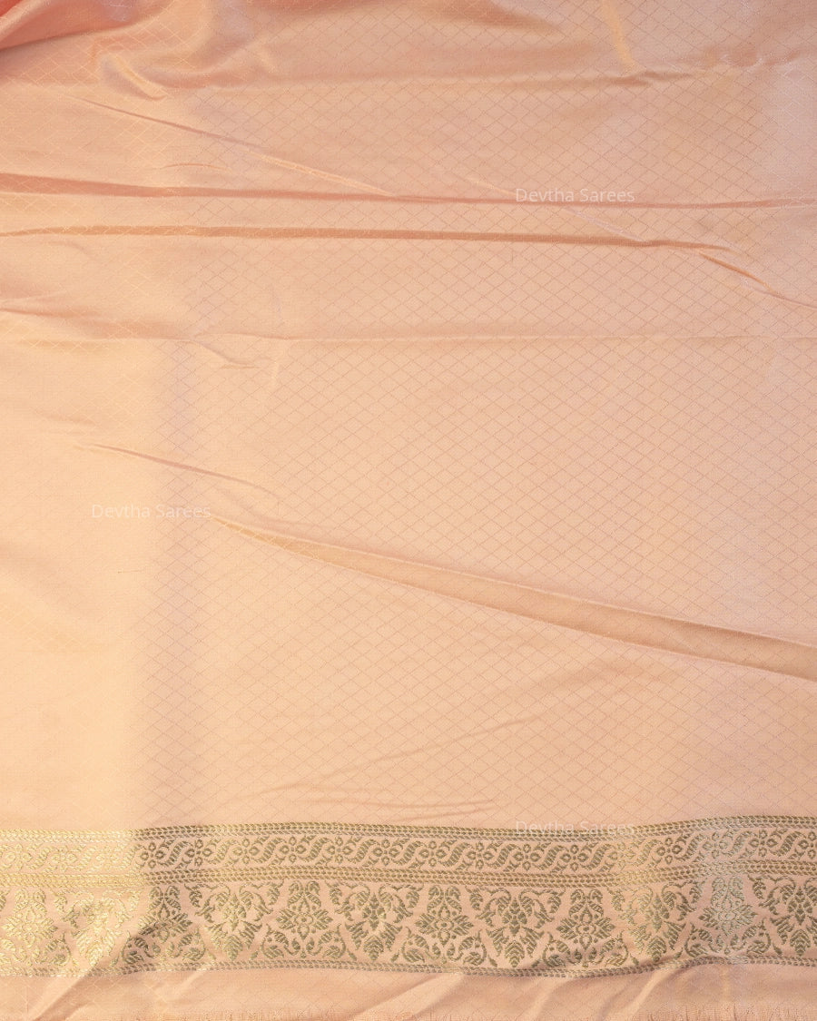 Baby Pink Premium Banarasi Katan Brocade Silk Saree (D3)