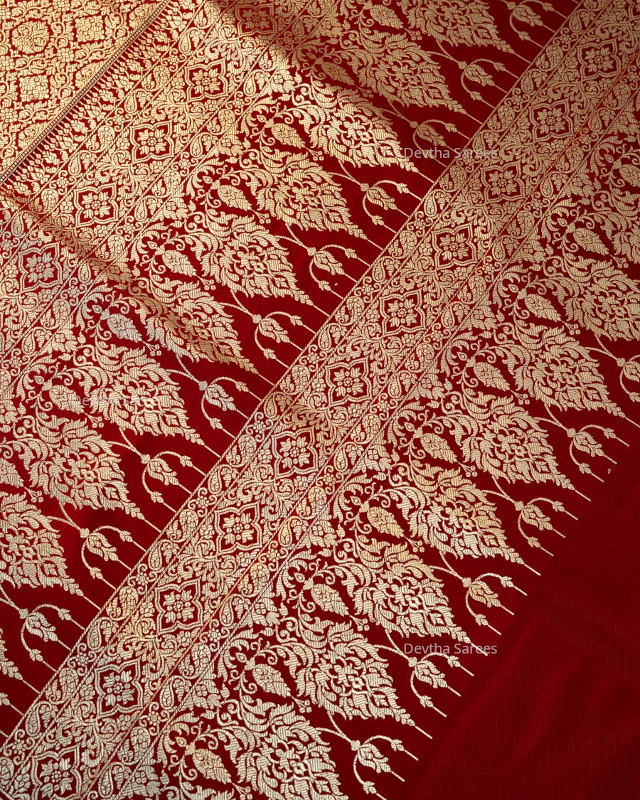 Maroon Premium Banarasi Katan Brocade Silk Saree (D27)