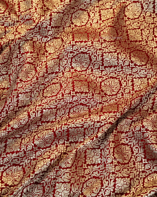Maroon Premium Banarasi Katan Brocade Silk Saree (D27)