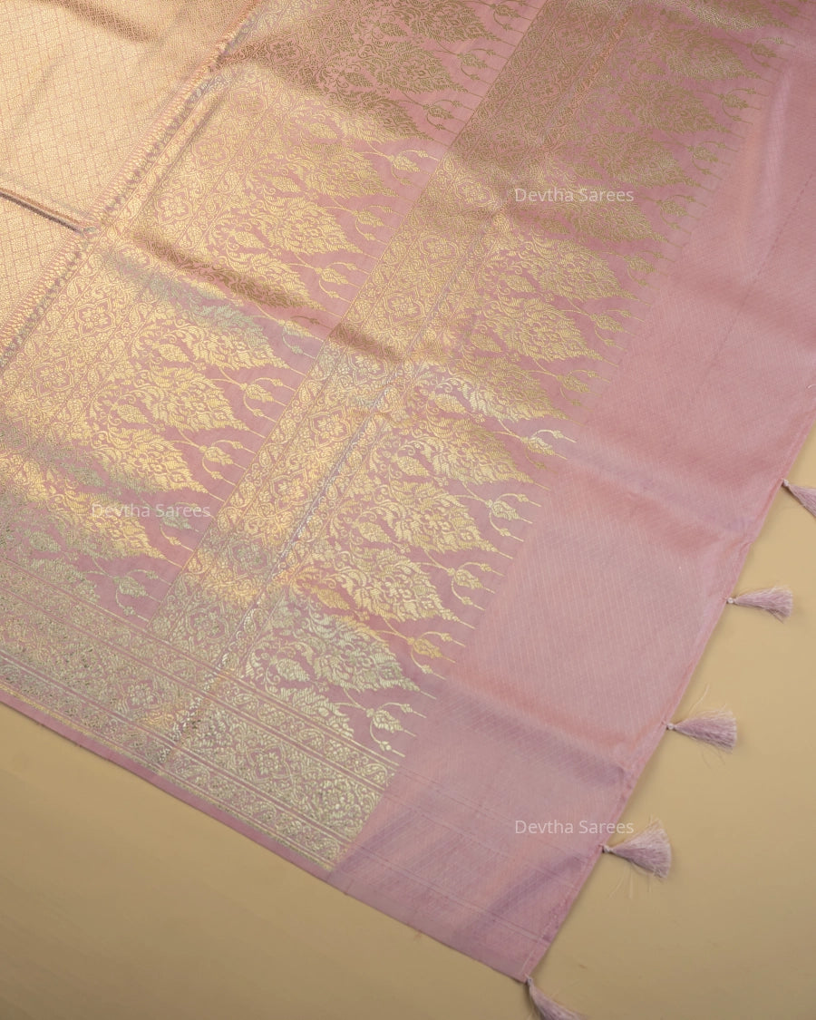 Mauve Pink Premium Banarasi Katan Brocade Silk Saree (D26)