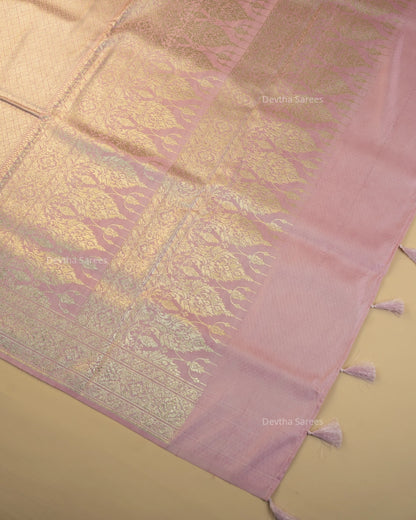 Mauve Pink Premium Banarasi Katan Brocade Silk Saree (D26)