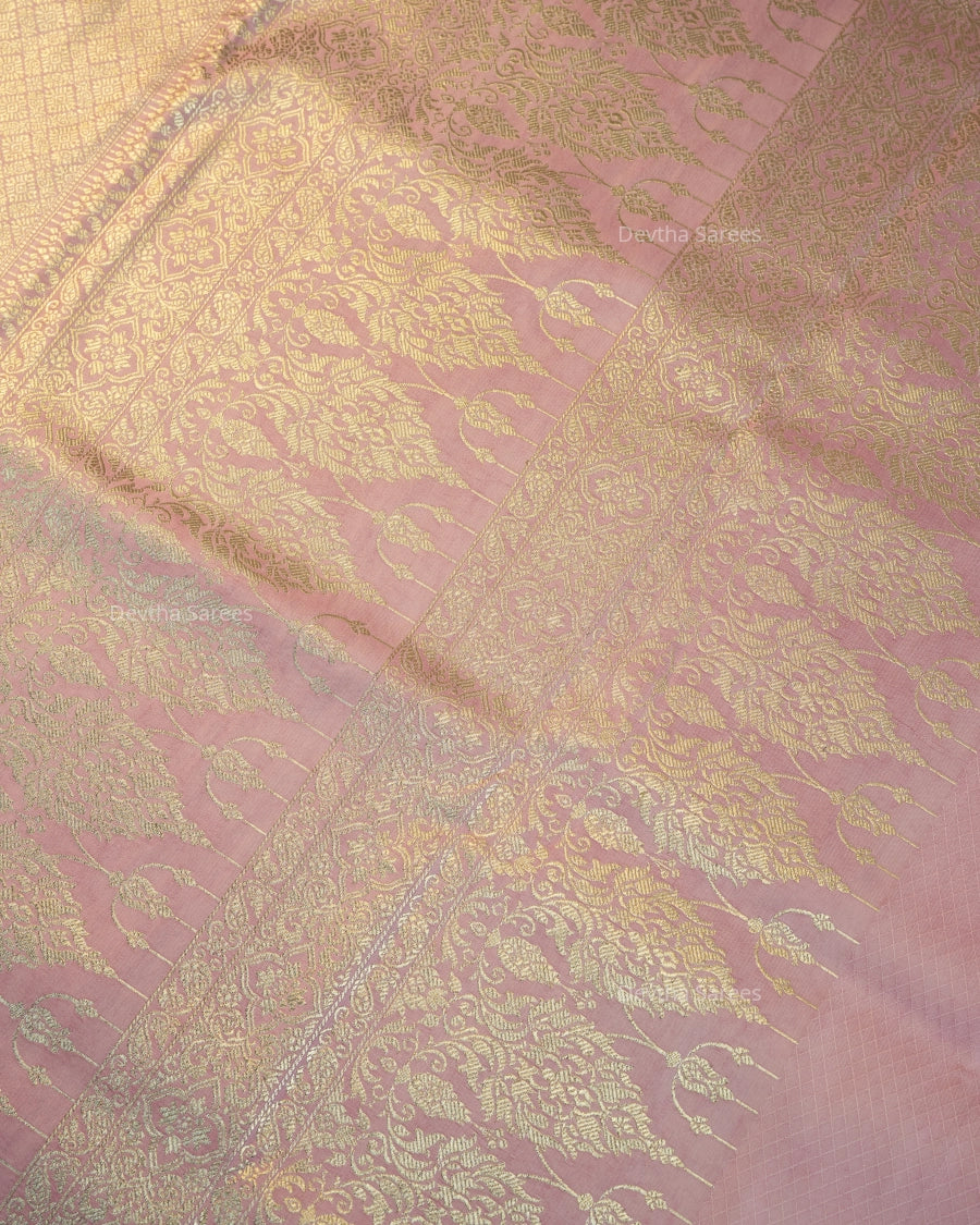 Mauve Pink Premium Banarasi Katan Brocade Silk Saree (D26)