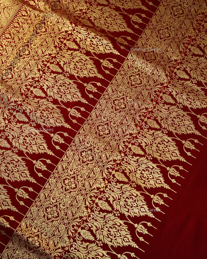 Maroon Premium Banarasi Katan Brocade Silk Saree (D28)