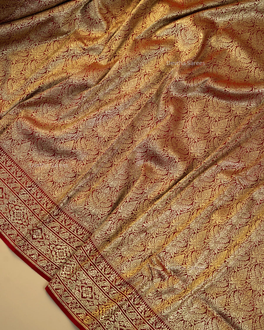 Maroon Premium Banarasi Katan Brocade Silk Saree (D28)