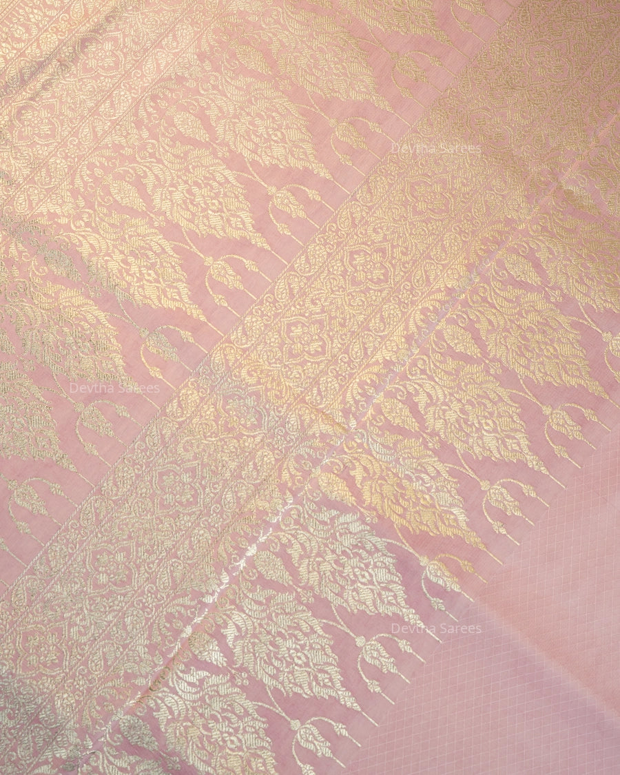 Pastel Lilac Premium Banarasi Katan Brocade Silk Saree (D27)