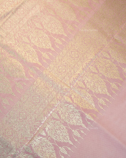 Pastel Lilac Premium Banarasi Katan Brocade Silk Saree (D27)