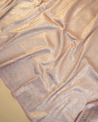 Pastel Lilac Premium Banarasi Katan Brocade Silk Saree (D27)