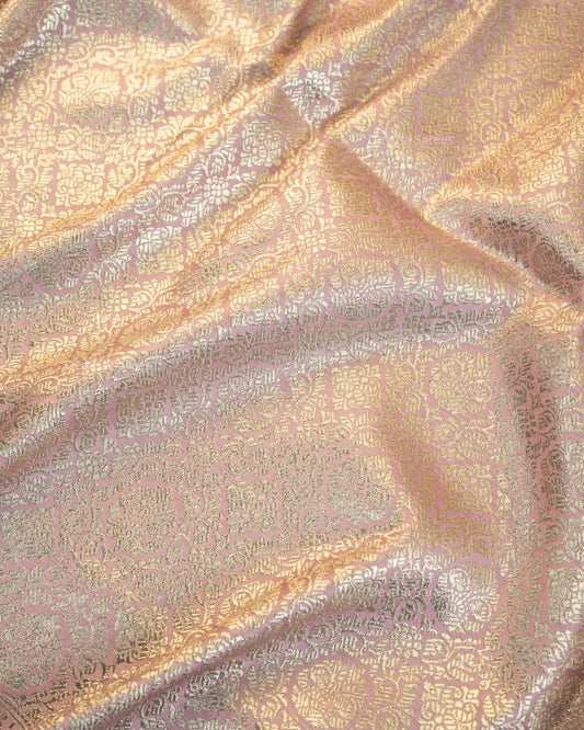 Pastel Lilac Premium Banarasi Katan Brocade Silk Saree (D27)