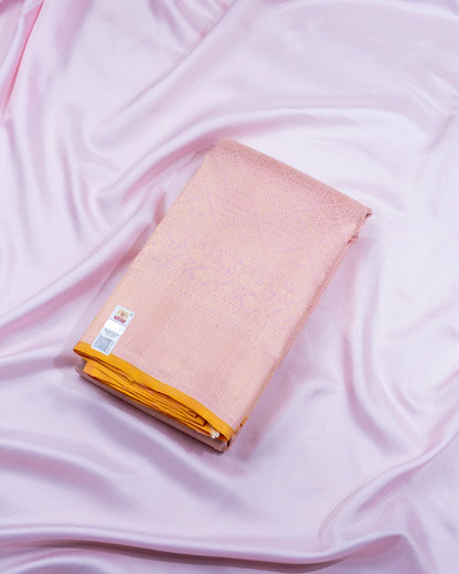 Pure Handloom Kanchipuram Silk Saree with Diamond Checks and Highlight Borders