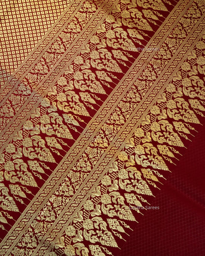Maroon Premium Banarasi Katan Brocade Silk Saree (D22)